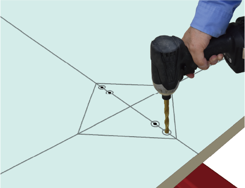 ２. 本穴開け（鉄骨母屋）