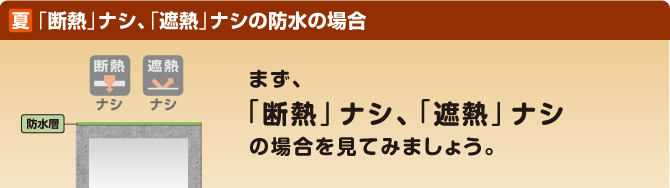 夏：「断熱」ナシ「遮熱」ナシの防水の場合