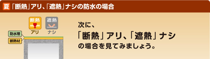 夏：「断熱」アリ「遮熱」ナシの防水の場合