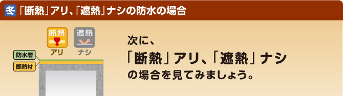 冬：「断熱」アリ「遮熱」ナシの防水の場合